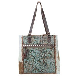 Southwest Hair On Leather Shoulder Bag-Western Myra Bag Canvas Handbag Tote